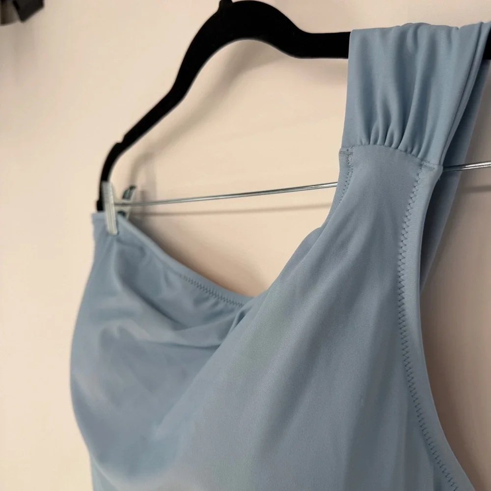 J. CREW RUCHED ONE-SHOULDER ONE-PIECE SWIMSUIT NWT 22 BLUE MIST SUMMER SWIM
